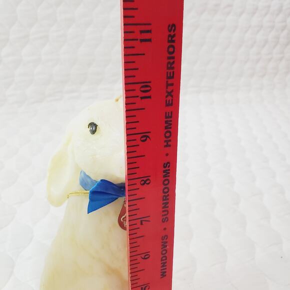 Vintage Easter Bunny Wax Candles 10" Cream & Blue Little Gold Tone Rabbit Charm - Picture 6 of 7